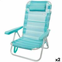 Strandstol Aktive Foldbar Turkisblå 48 x 84 x 46 cm (2 enheder)