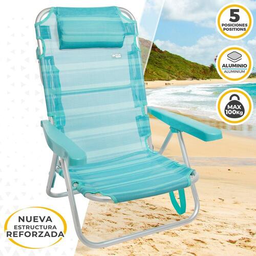 Strandstol Aktive Foldbar Turkisblå 48 x 84 x 46 cm (2 enheder)