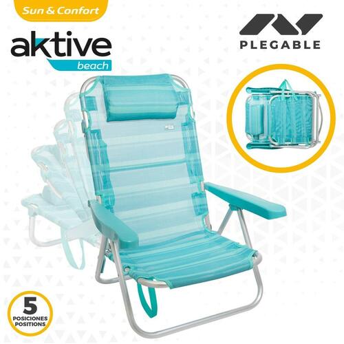 Strandstol Aktive Foldbar Turkisblå 48 x 84 x 46 cm (2 enheder)