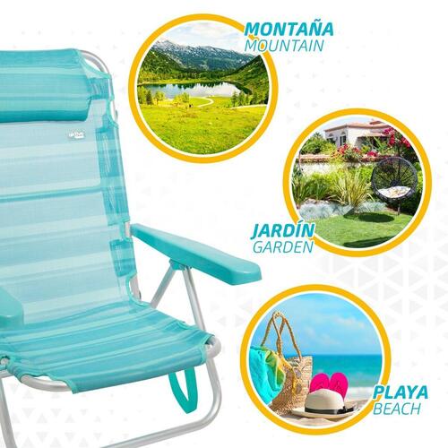 Strandstol Aktive Foldbar Turkisblå 48 x 84 x 46 cm (2 enheder)