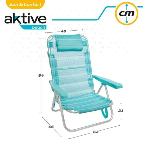 Strandstol Aktive Foldbar Turkisblå 48 x 84 x 46 cm (2 enheder)
