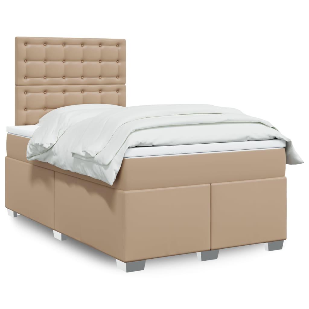 Springseng med madras 120x190 cm kunstlæder cappuccinofarvet billede