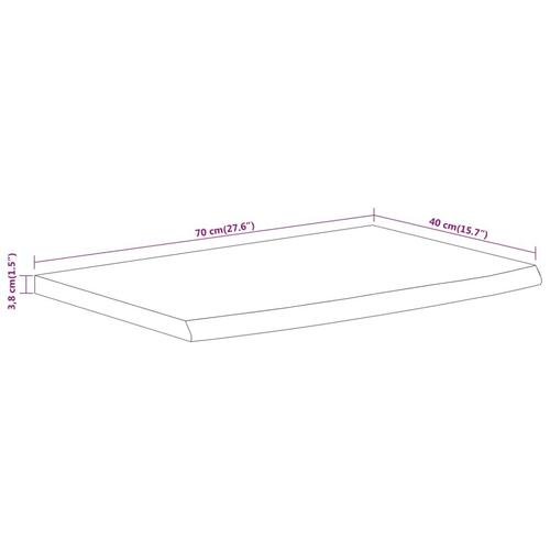 Væghylde 70x40x3,8 cm rektangulær massivt akacietræ