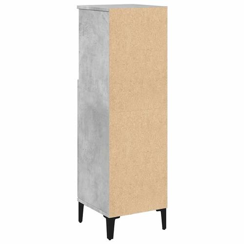 Badeværelsesskab 30x30x100 cm konstrueret træ betongrå