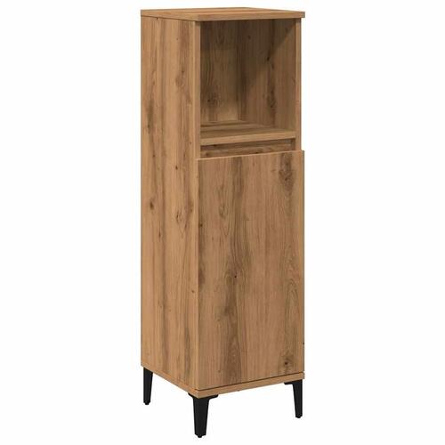 Badeværelsesskab 30x30x100 cm konstrueret træ kunsteg