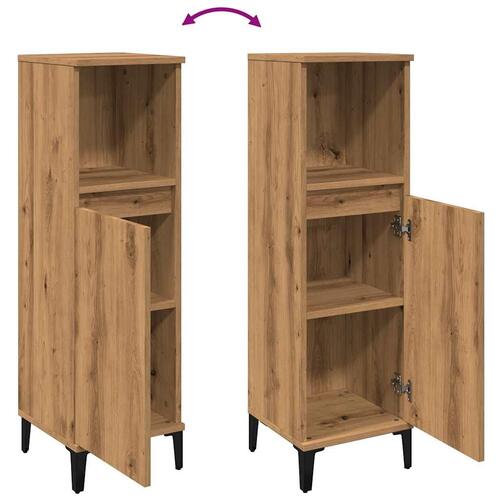 Badeværelsesskab 30x30x100 cm konstrueret træ kunsteg