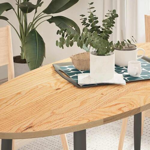 Bordplade 140x60x2 cm massivt egetræ oval