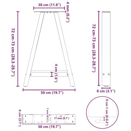 Sofabordben A-formet 2 stk 50x(72-73) cm stål sort