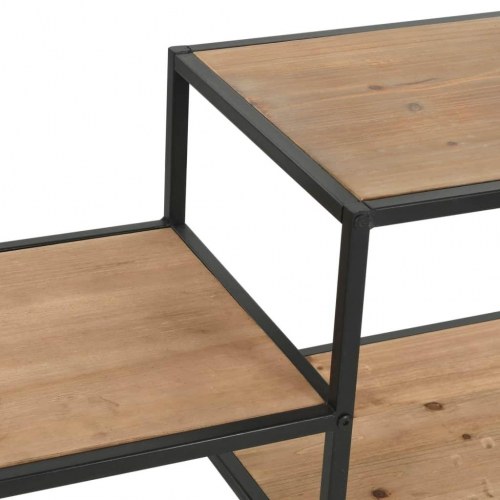 Bogreol 90,5x35x180 cm massivt grantræ og stål