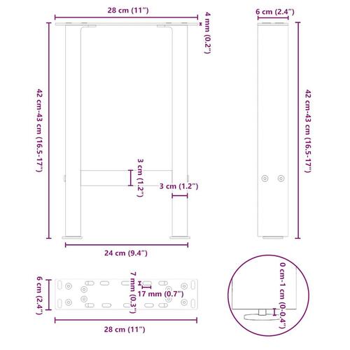Sofabordben 2 stk. 28x(42-43) cm stål antracitgrå