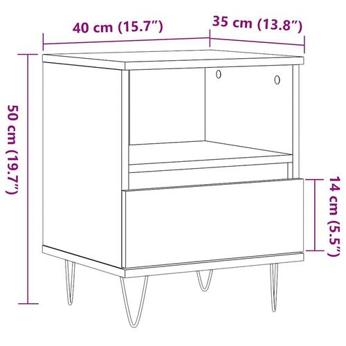 Sengebord 40x35x50 cm konstrueret træ kunsteg