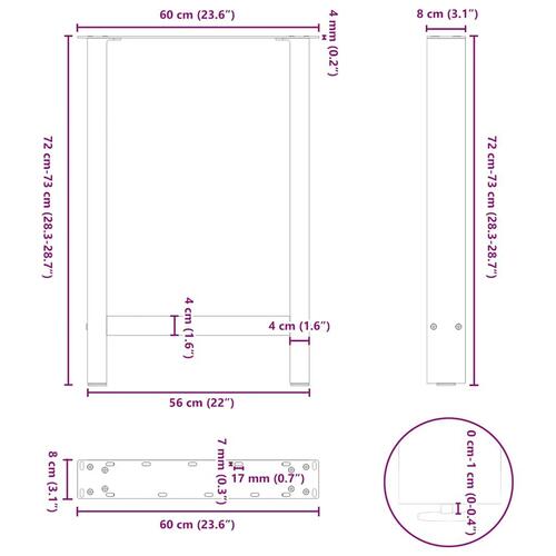 Sofabordben 2 stk. 60x(72-73) cm stål sort