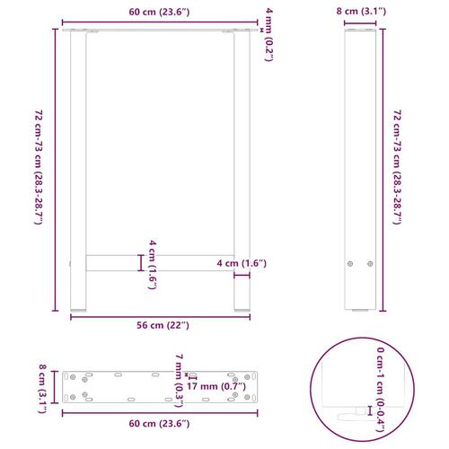 Sofabordben 2 stk. 60x(72-73) cm stål antracitgrå