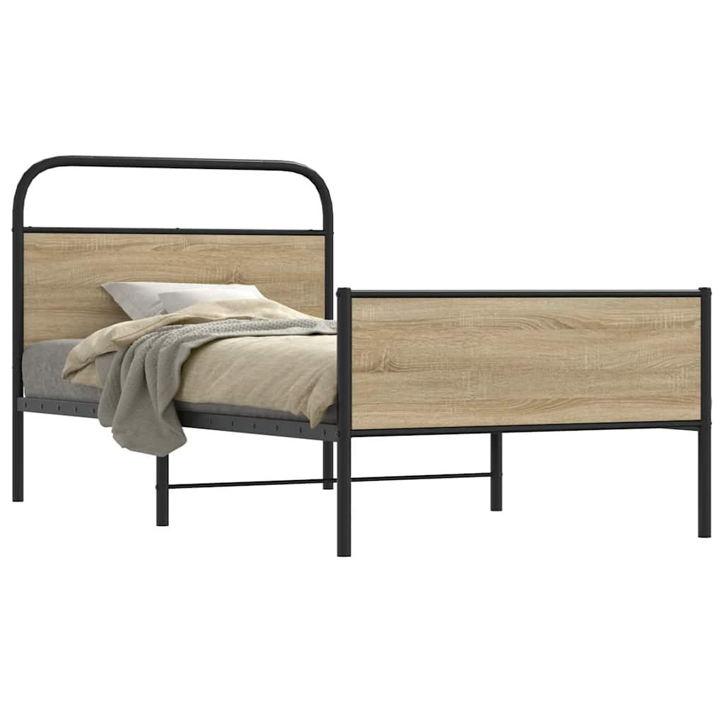Sengeramme 107x203 cm uden madras konstrueret træ sonoma-eg billede