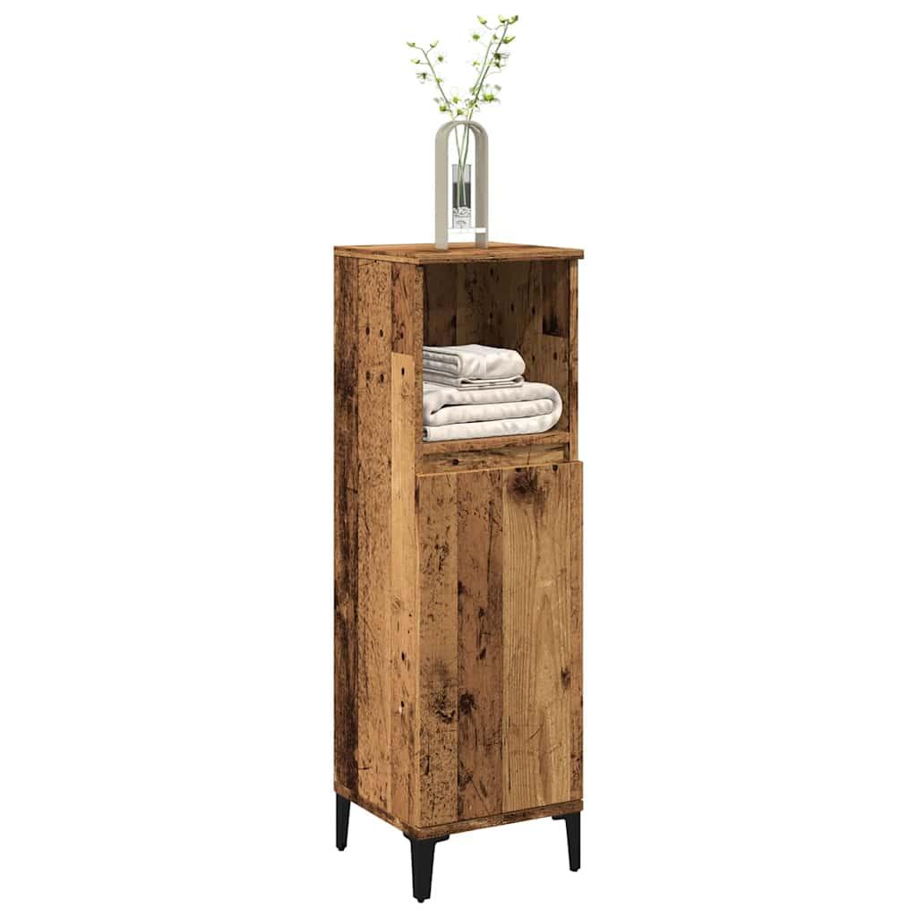 Badeværelsesskab 30x30x100 cm konstrueret træ gammelt trælook