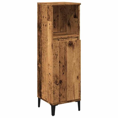 Badeværelsesskab 30x30x100 cm konstrueret træ gammelt trælook