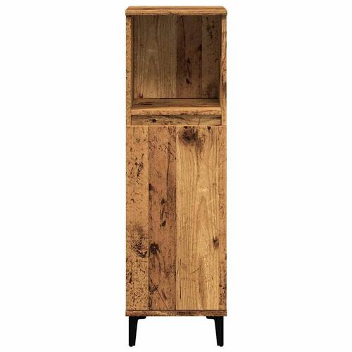 Badeværelsesskab 30x30x100 cm konstrueret træ gammelt trælook