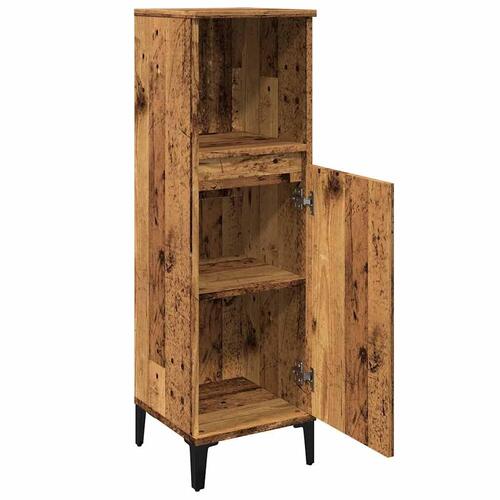 Badeværelsesskab 30x30x100 cm konstrueret træ gammelt trælook