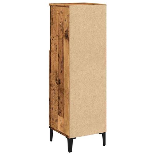 Badeværelsesskab 30x30x100 cm konstrueret træ gammelt trælook