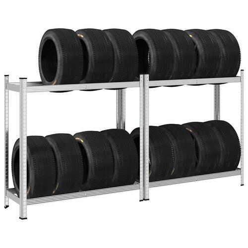 2-lags dækhylder 2 stk. 110x40x109 cm stål sølvfarvet
