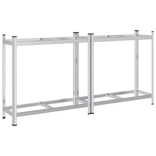 2-lags dækhylder 2 stk. 110x40x109 cm stål sølvfarvet