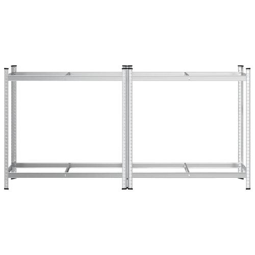 2-lags dækhylder 2 stk. 110x40x109 cm stål sølvfarvet