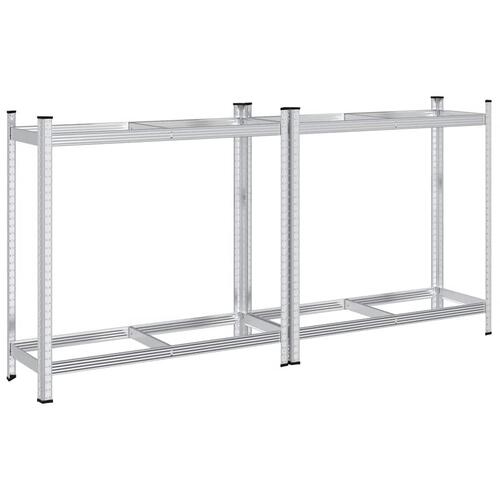 2-lags dækhylder 2 stk. 110x40x109 cm stål sølvfarvet