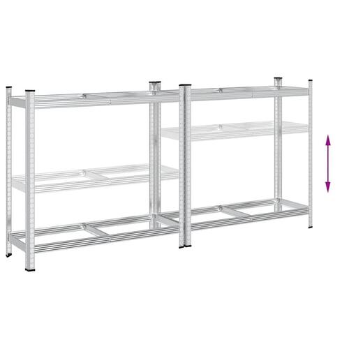 2-lags dækhylder 2 stk. 110x40x109 cm stål sølvfarvet