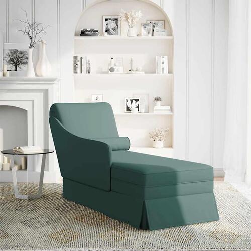 Chaiselong med bolster og højre armlæn Mørkegrønt fløjl
