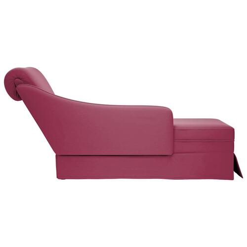 Chaiselong med bolster og højre armlæn vinrød fløjl