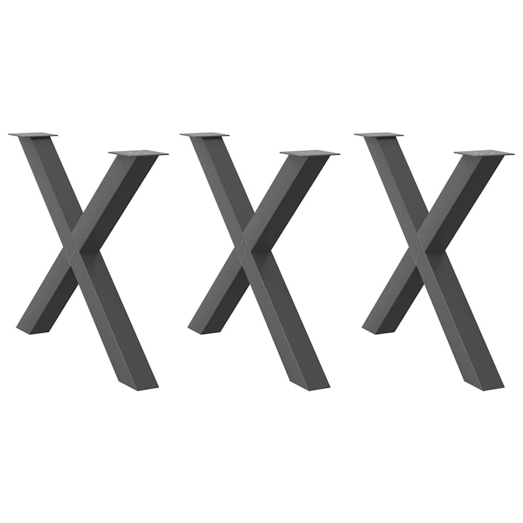 Spisebordsben X-formet 3 stk 90x(72-73) cm stål antracitgrå billede