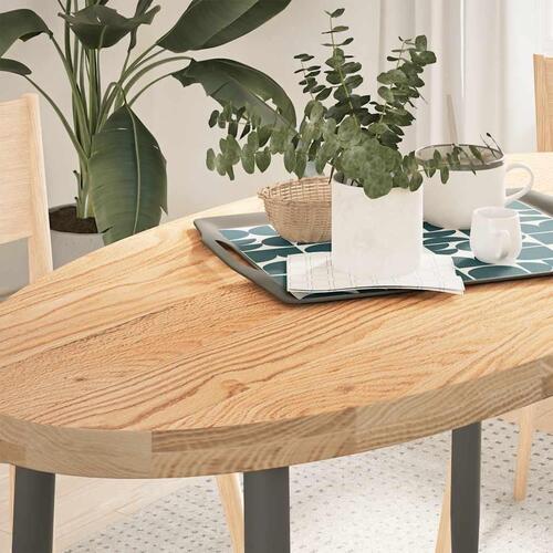 Bordplade 120x60x4 cm massivt egetræ oval