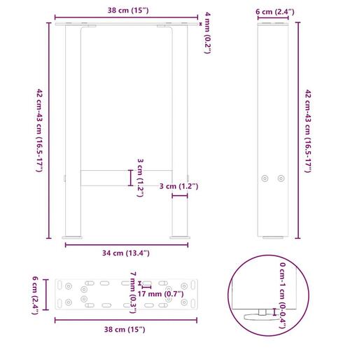 Sofabordben 2 stk. 38x(42-43) cm stål hvid