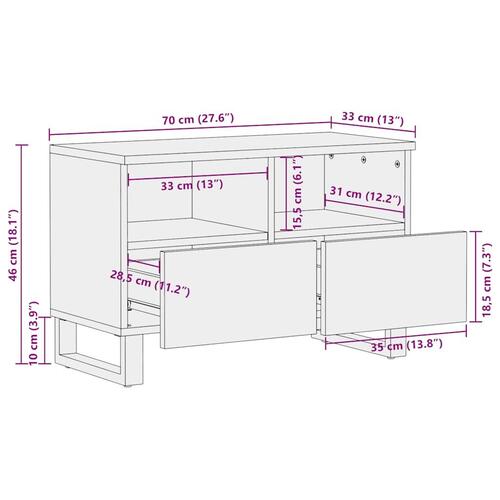 Tv-bord 70x33x46 cm massivt mangotræ sort