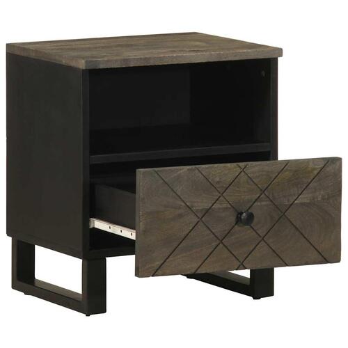 Sengeborde 2 stk. 40x33x46 cm massivt mangotræ sort