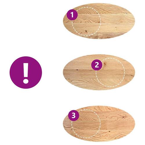 Bordplade 120x60x2 cm massivt egetræ oval