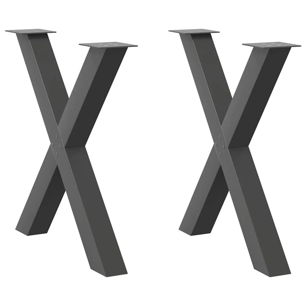 Spisebordsben X-formet 2 stk. antracit 70 x (72-73) cm stål billede