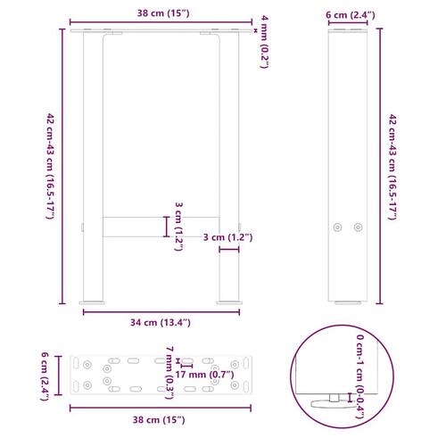 Sofabordben 2 stk. 38x(42-43) cm stål antracitgrå