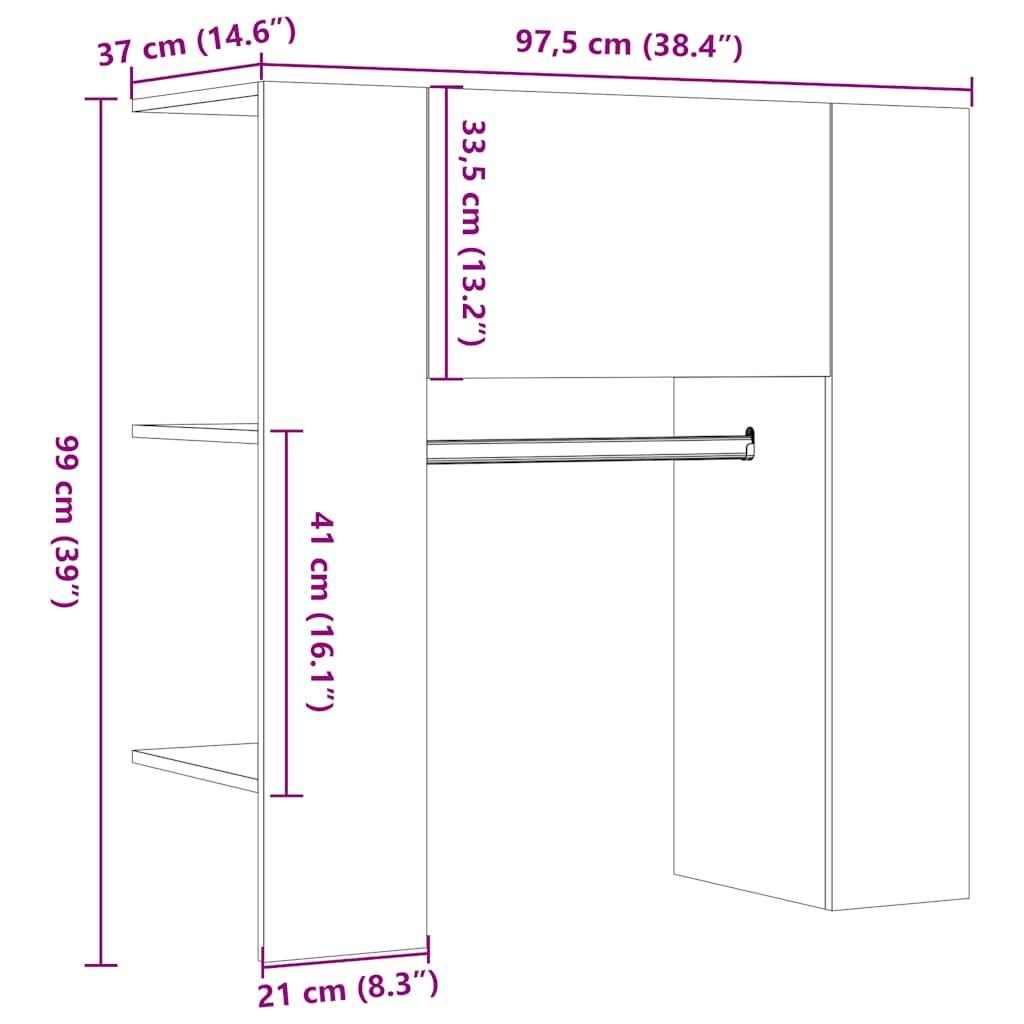 Entrémøbel 97,5x37x99 cm konstrueret træ artisan egetræsfarve