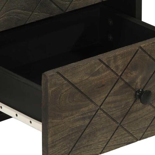 Sengeborde 2 stk. 40x33x46 cm massivt mangotræ sort