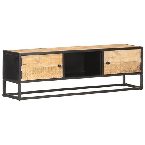 Tv-skab med udskåret låge 130x30x40 cm ru mangotræ