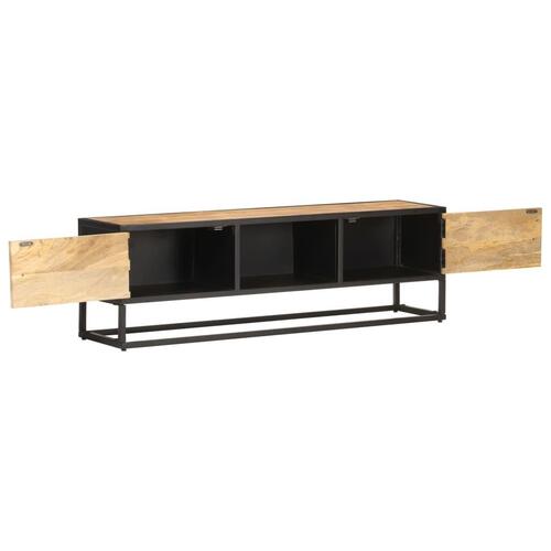 Tv-skab med udskåret låge 130x30x40 cm ru mangotræ
