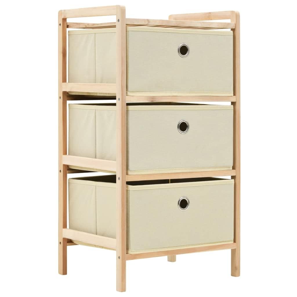 Opbevaringsstativ med 3 stofkurve cedertræ beige