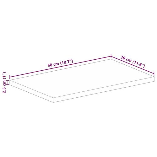 Bordplade 50x30x2,5 cm rektangulær massivt genbrugstræ
