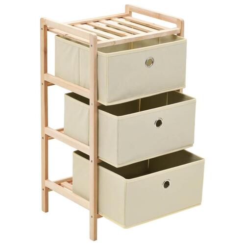 Opbevaringsstativ med 3 stofkurve cedertræ beige