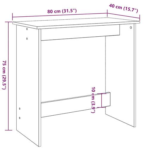 Skrivebord 80x40x75 cm konstrueret træ røget egetræsfarve