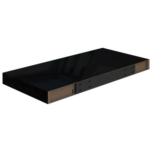Væghylder 2 stk. 50x23x3,8 cm MDF sort højglans
