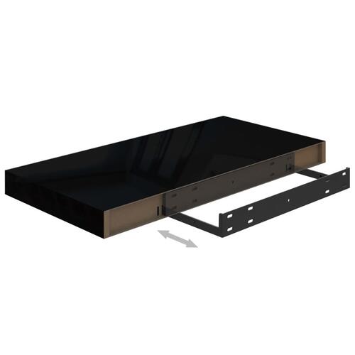 Væghylder 2 stk. 50x23x3,8 cm MDF sort højglans