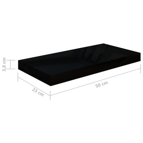 Væghylder 2 stk. 50x23x3,8 cm MDF sort højglans