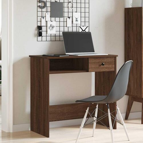 Skrivebord 80x40x75 cm konstrueret træ brun egetræsfarve